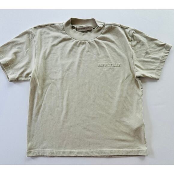 Essentials Fear of God Tee Shirt Beige Size Medium Boxy Short Sleeve Ladies - Picture 1 of 9